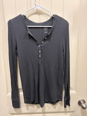 aerie Charcoal Gray Long-Sleeve Waffle Henley